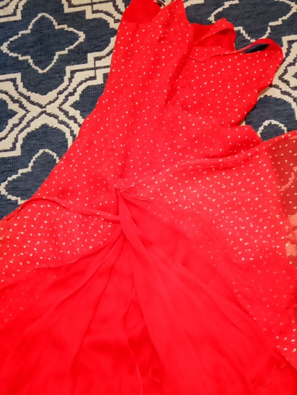 Valentino Red Polka Dot Spaghetti Strap Slip Dress Silk Chiffon Sz 6